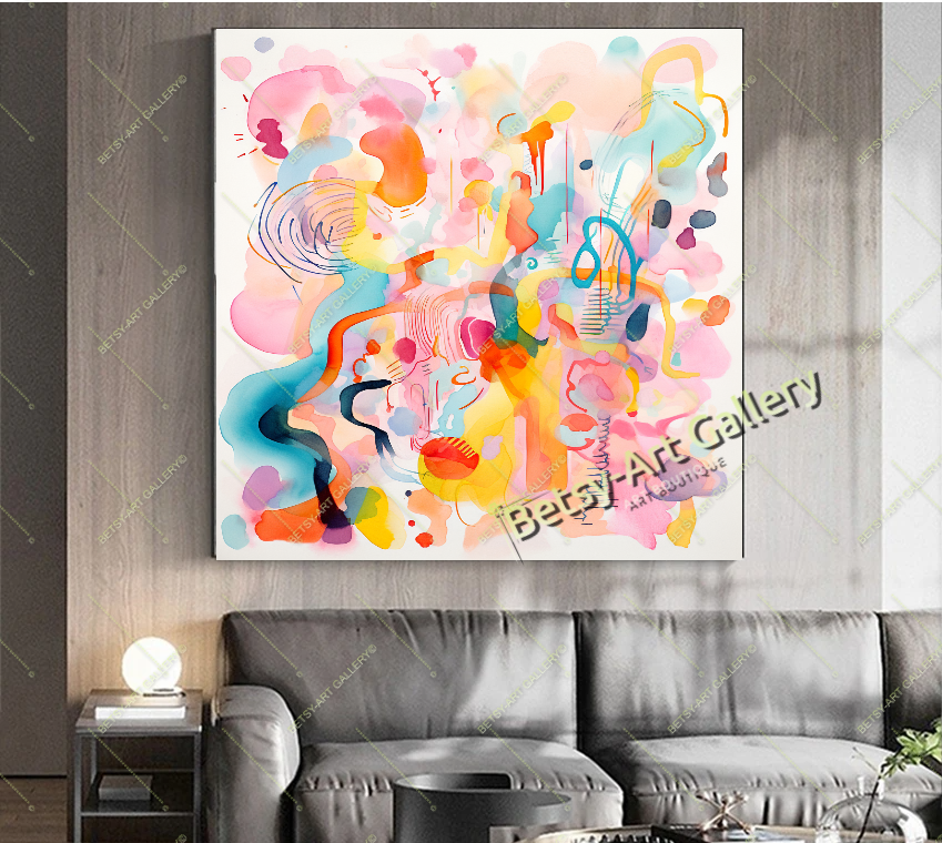 Pastel Vivid Abstract Canvas Print - Modern Home Wall Art