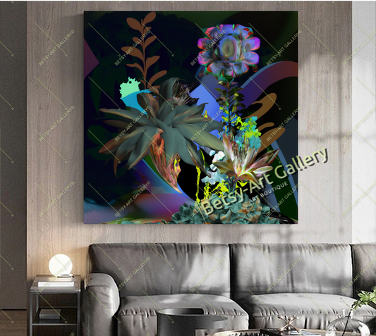 Neon Abstract Canvas Print - Elegant Modern Wall Art