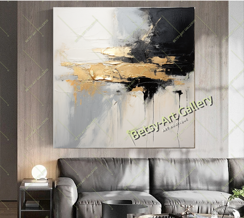 Purple Gold Abstract Canvas Print - Elegant Colorful Wall Art
