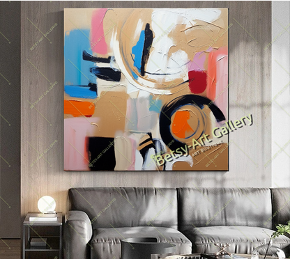 Pink Abstract Canvas Print - Elegant Colorful Wall Art