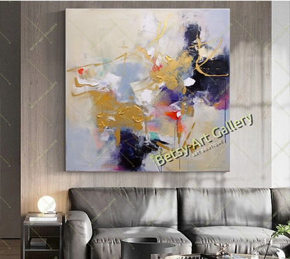 Purple Gold Abstract Canvas Print - Elegant Colorful Wall Art