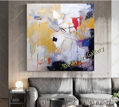 Purple Gold Abstract Canvas Print - Elegant Colorful Wall Art