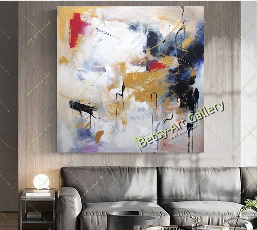 Purple Gold Abstract Canvas Print - Elegant Colorful Wall Art