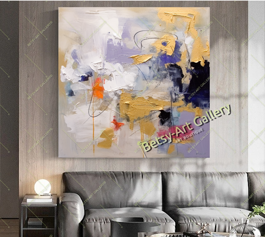Purple Gold Abstract Canvas Print - Elegant Colorful Wall Art