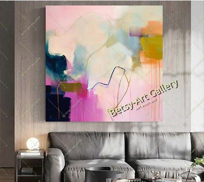 Purple Gold Abstract Canvas Print - Elegant Colorful Wall Art