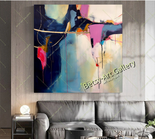 Black Gold Abstract Canvas Print - Elegant Colorful Wall Art