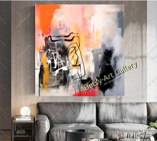 Pink Abstract Canvas Print - Elegant Colorful Wall Art