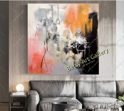 Pink Abstract Canvas Print - Elegant Colorful Wall Art