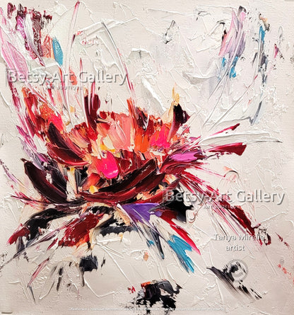 Abstract Floral Painting - Colorful Modern Wall Art Canvas #106