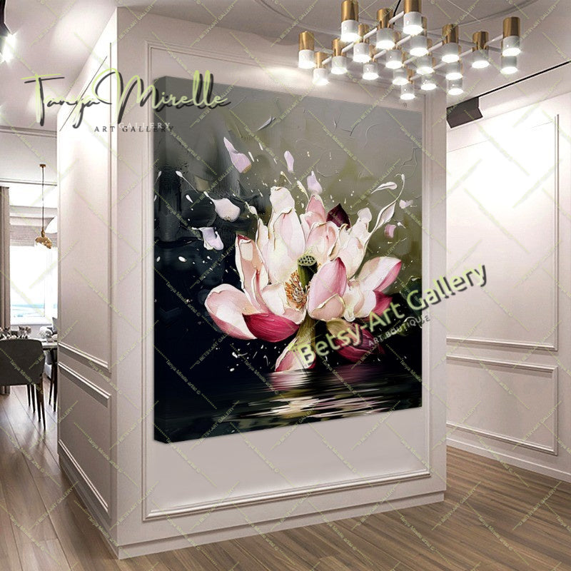 Abstract Lotus Wall Art Print, Pastel Bloom Art for Living Room