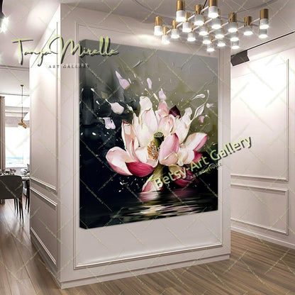 Abstract Lotus Wall Art Print, Pastel Bloom Art for Living Room