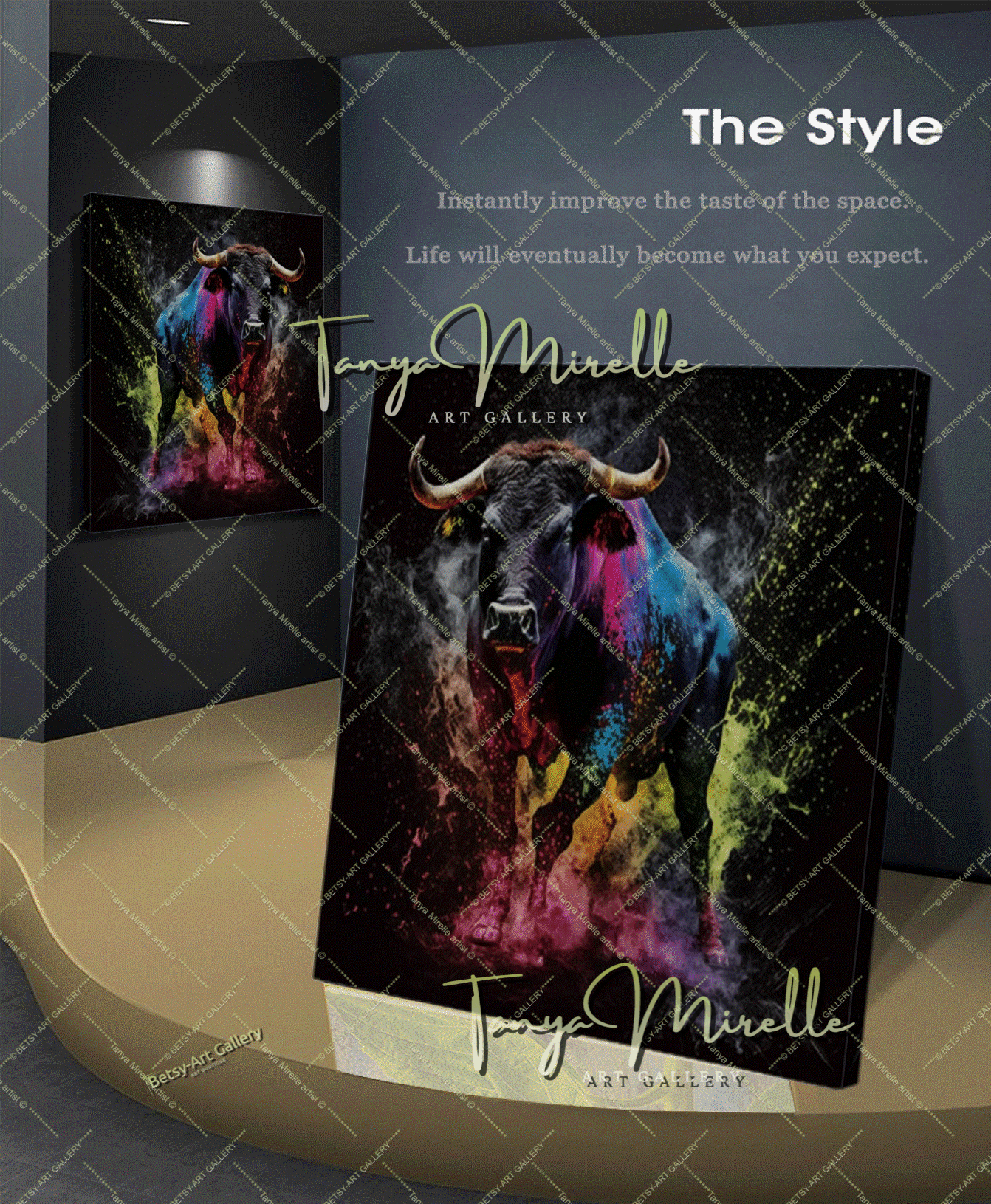 Colorful Bull Painting – Contemporary Wildlife Canvas Print