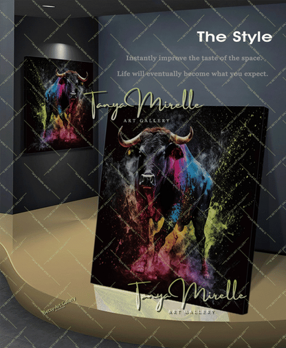 Colorful Bull Painting – Contemporary Wildlife Canvas Print