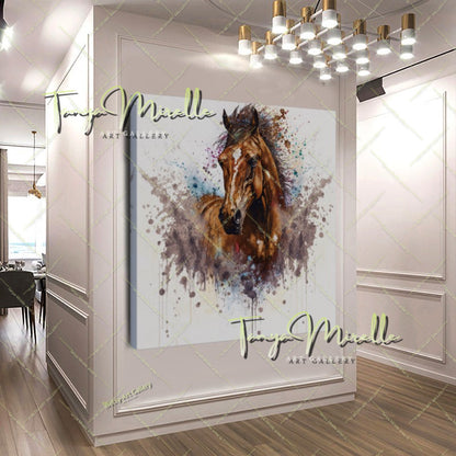 Horse Wall Decor – Abstract Equine Art on Stretched Canvas