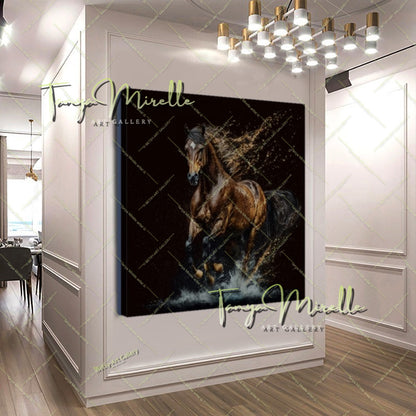 Horse Wall Decor – Abstract Equine Art on Stretched Canvas