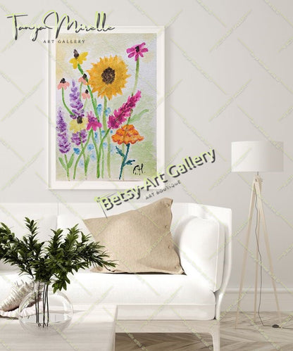 Original Watercolor Floral Painting Botanical Wall Art #1, No Frame abstract expressionism art print birthday gift blooming garden art botanical print colorful painting floral art floral painting garden painting gift for mom mediterranean art modern art modern wall art nature painting paper painting small painting wall art home decor watercolor floral watercolor flowers watercolor landscape watercolor painting