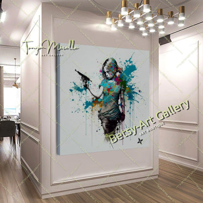 Girl with Red Heart Balloon – Street Art Banksy Inspired Canvas Print