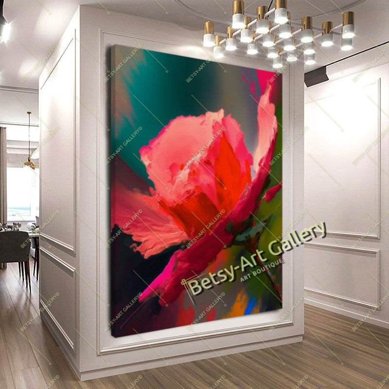 Cozy Floral Nature Canvas Print, Bee and Butterfly Wall Ar