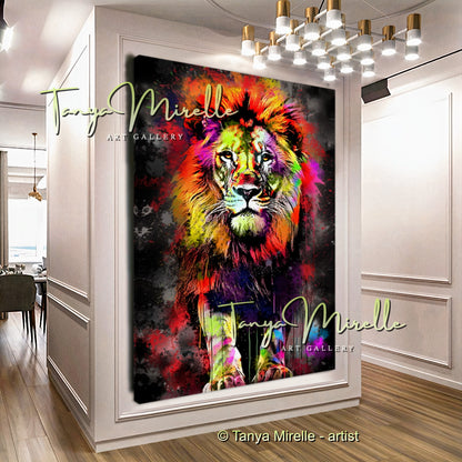 Colorful Graffiti Lion Canvas Print – Vibrant Animal Wall Art