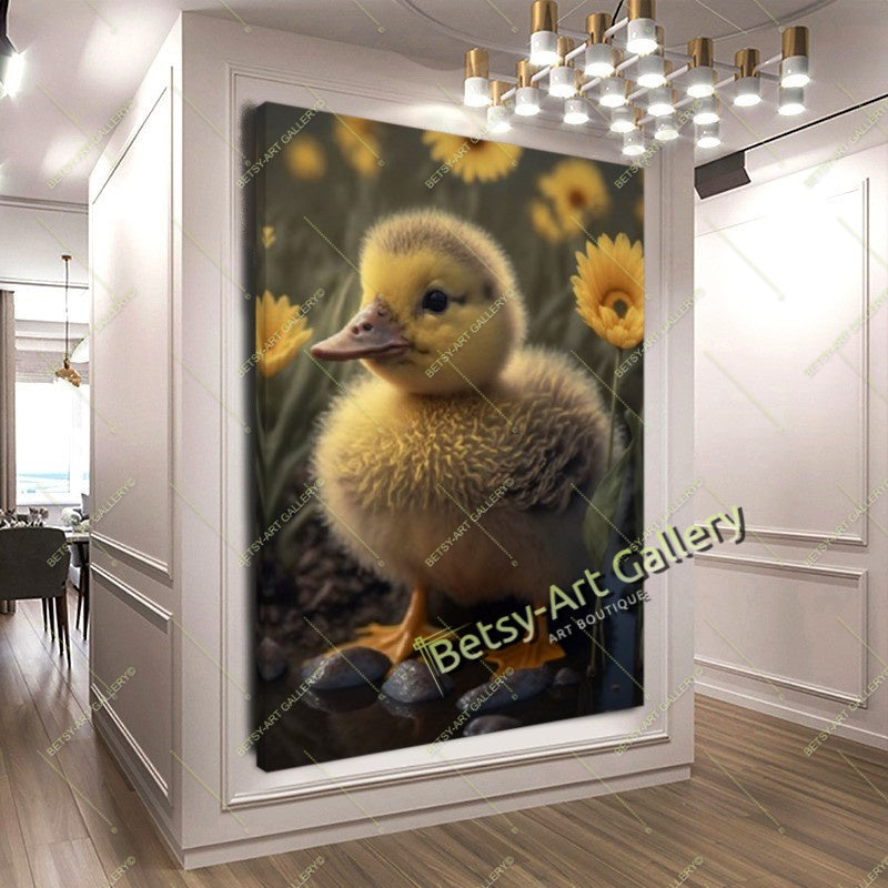 Yellow Duckling and Chick Canvas Print