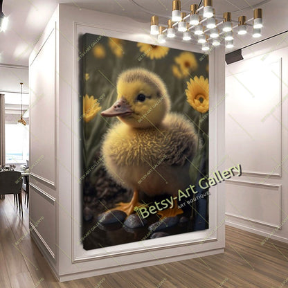 Yellow Duckling and Chick Canvas Print