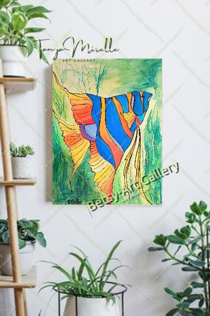 Vibrant Caribbean Fish Watercolor Painting - Tropical Wall Art No Frame abstract expressionism birthday gift Caribbean fish colorful painting fish painting marine life modern wall art nautical art ocean decor paper painting sea life painting small painting tropical art vibrant fish art wall art home decor watercolor art watercolor fish watercolor painting watercolor sea art