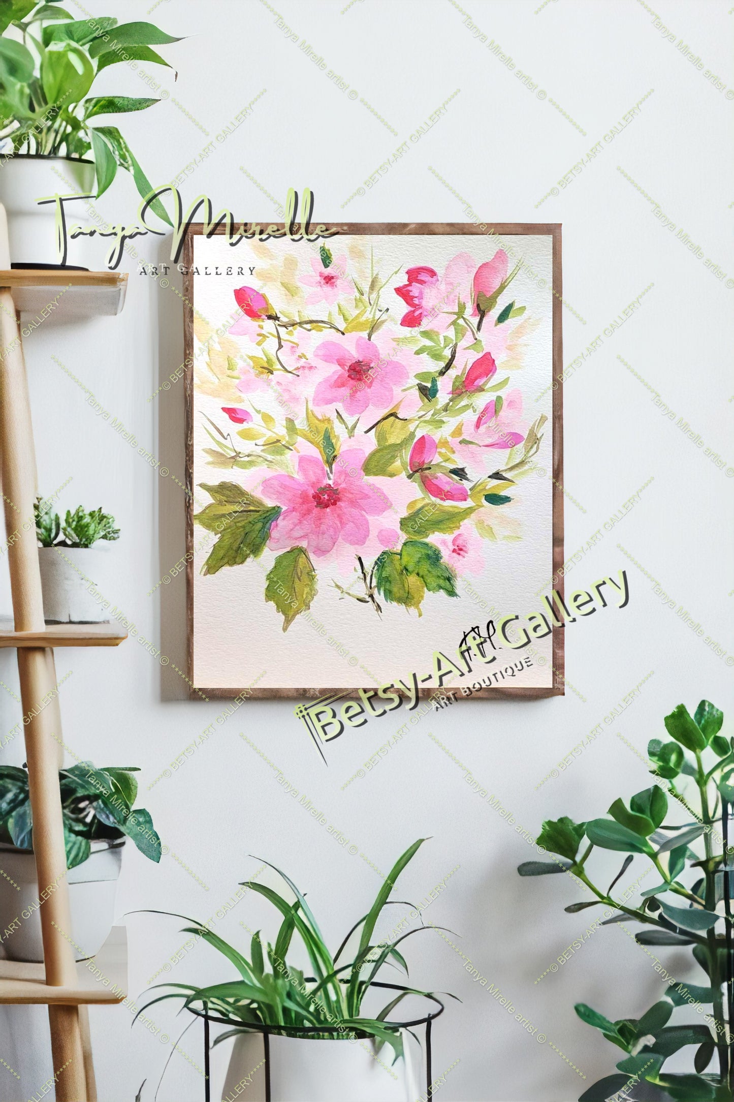 Watercolor Spring Flowers Painting, Botanical Wall Art No Frame abstract expressionism art print birthday gift blooming garden art botanical print colorful painting floral art floral painting garden painting gift for mom mediterranean art modern art modern wall art nature painting paper painting small painting wall art home decor watercolor floral watercolor flowers watercolor landscape watercolor painting