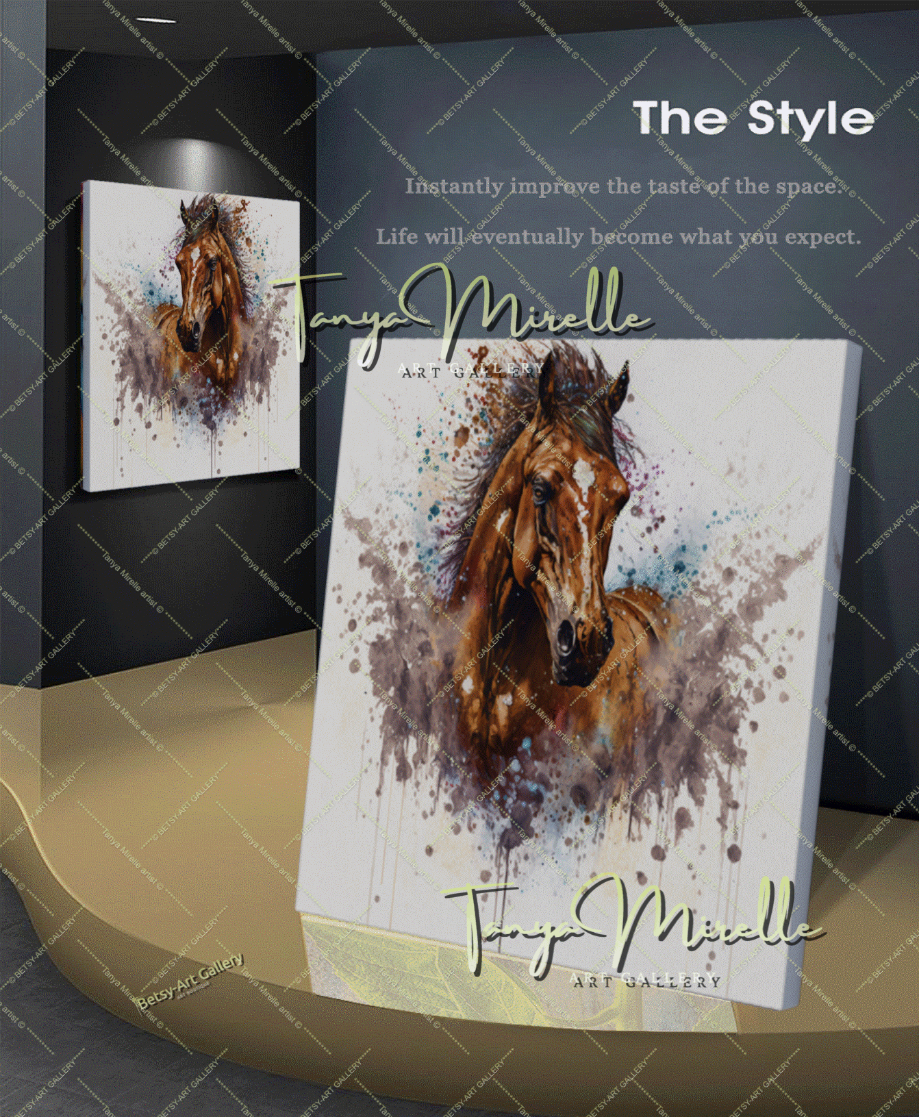 Horse Wall Decor – Abstract Equine Art on Stretched Canvas