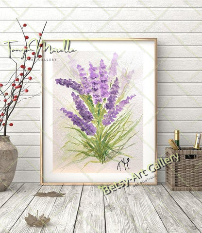 Watercolor Lavender Painting, Botanical Wall Art No Frame abstract expressionism art print birthday gift blooming garden art botanical print colorful painting floral art floral painting garden painting gift for mom lavender painting mediterranean art modern art modern wall art nature painting paper painting small painting wall art home decor watercolor floral watercolor flowers watercolor landscape watercolor painting wildflowers painting