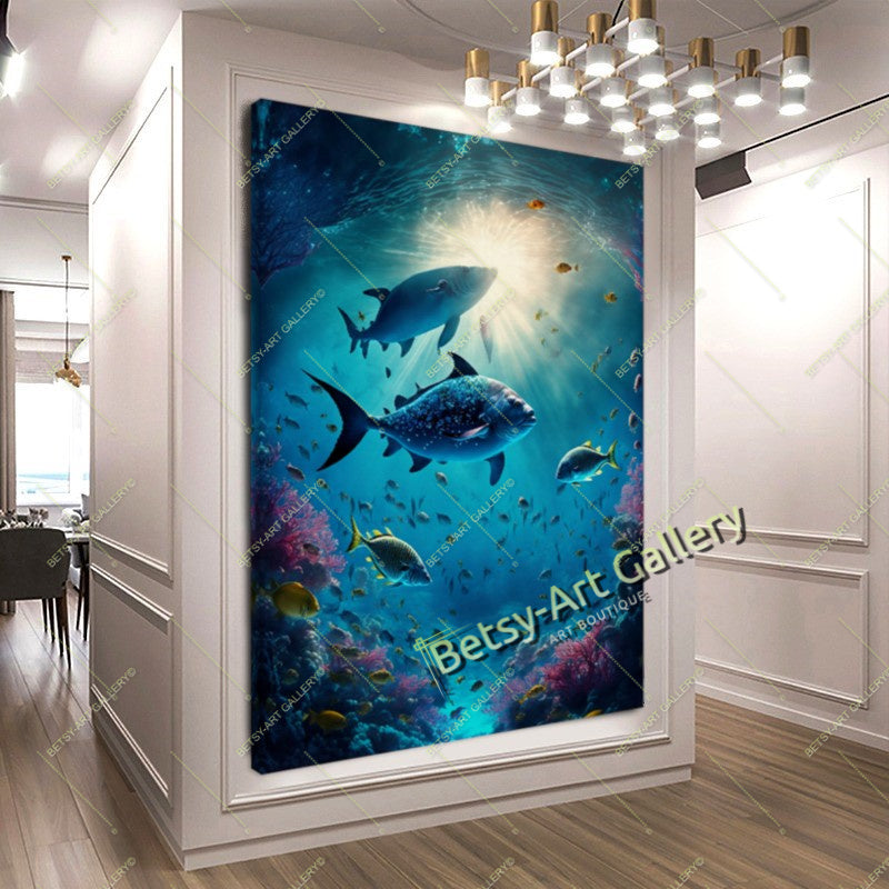 Caribbean Ocean Underwater Fish Canvas Print