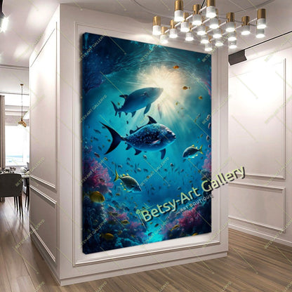 Caribbean Ocean Underwater Fish Canvas Print