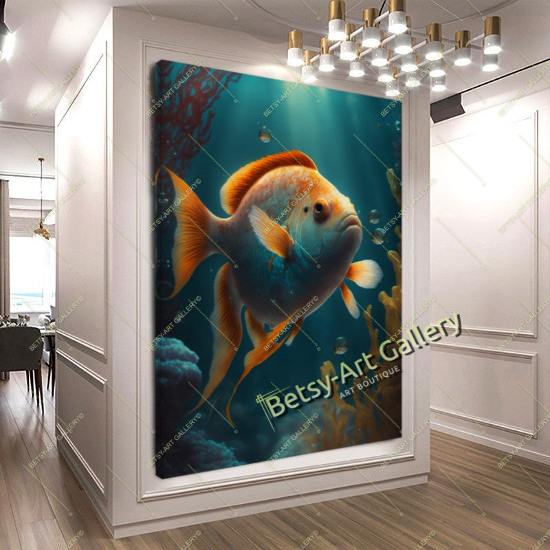 Caribbean Ocean Underwater Fish Canvas Print - Beach House Decor