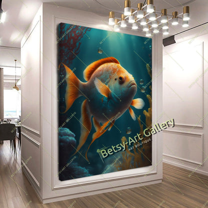 Caribbean Ocean Underwater Fish Canvas Print - Beach House Decor