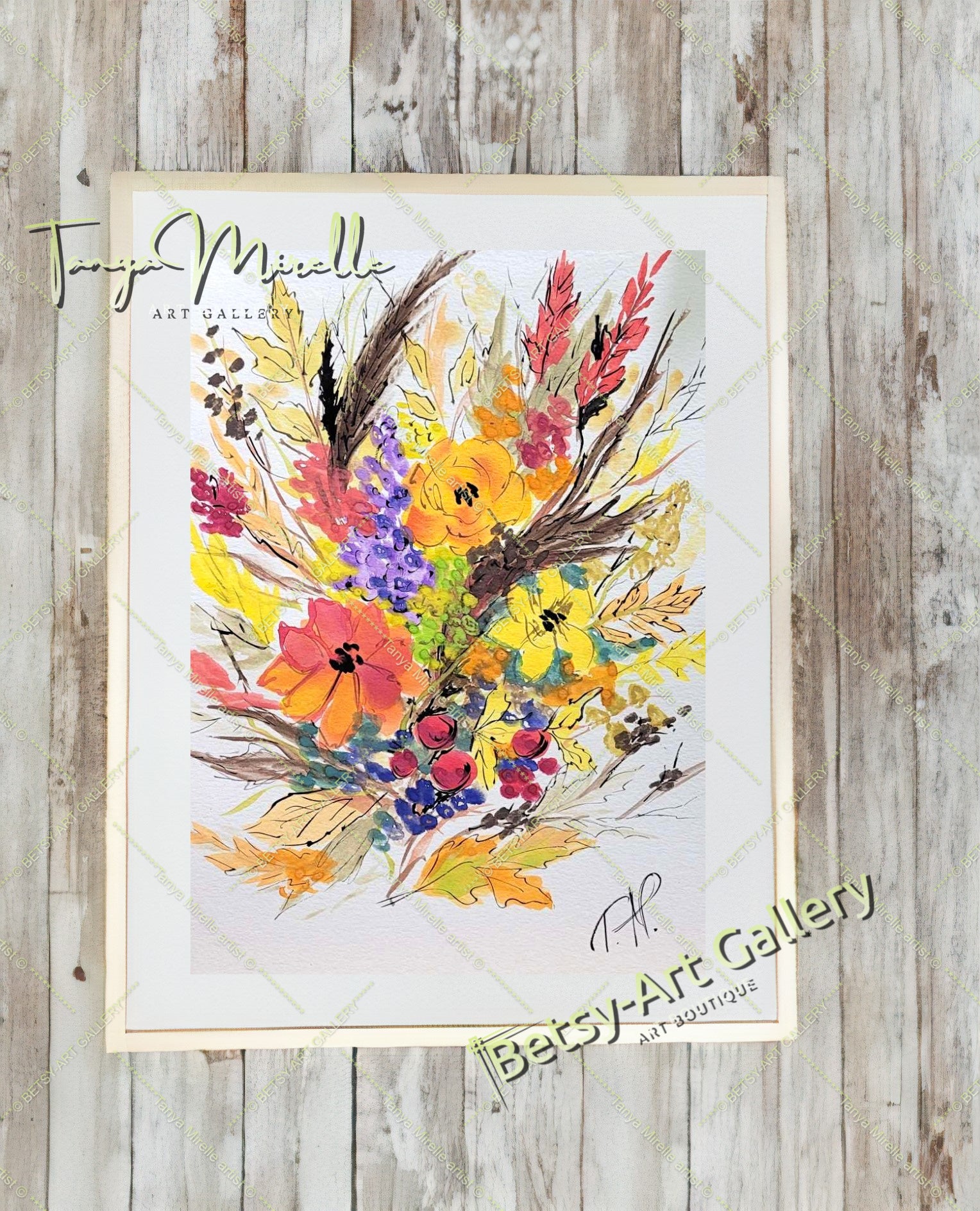 Watercolor Autumn Wild Flowers Painting, Botanical Wall Art No Frame abstract expressionism art print birthday gift blooming garden art botanical print colorful painting floral art floral painting garden painting gift for mom mediterranean art modern art modern wall art nature painting paper painting small painting wall art home decor watercolor floral watercolor flowers watercolor landscape watercolor painting