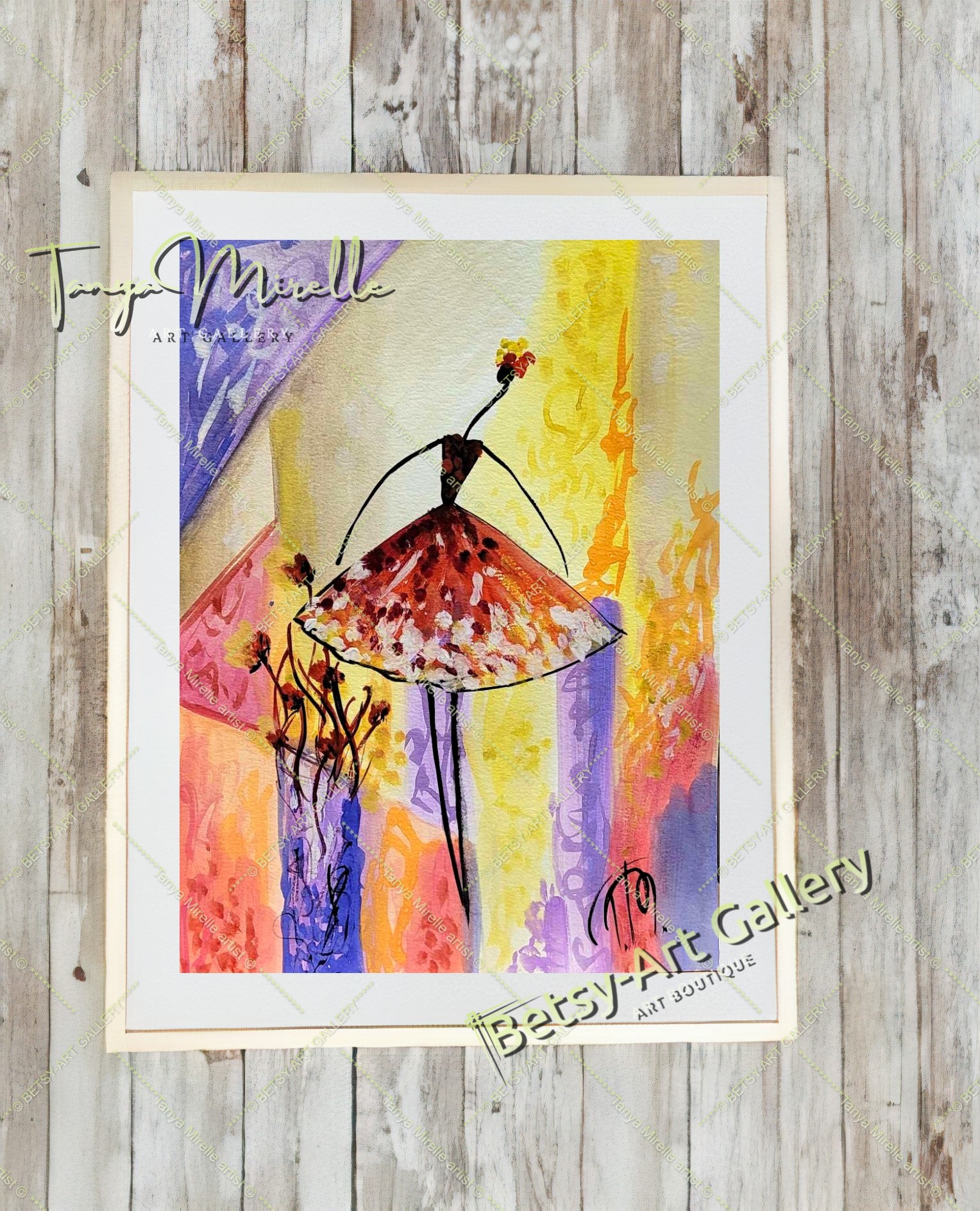 Elegant Watercolor Ballet Painting, Ballerina Dance Art No Frame abstract expressionism art for girls Ballerina Dance ballerina print ballet decor ballet painting birthday gift colorful painting dance wall art dancer illustration elegant art gift for mom modern art modern wall art paper painting small painting wall art home decor watercolor art watercolor painting