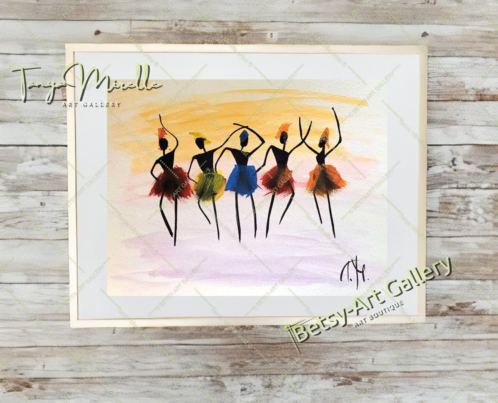 African Dance Watercolor Painting - Colorful Tribal Dancer Art No Frame abstract dance print abstract expressionism African dance art African decor art for girls birthday gift colorful painting cultural art dance wall art dancer illustration dancer wall art ethnic home decor gift for mom modern wall art paper painting small painting tribal artwork watercolor art watercolor painting