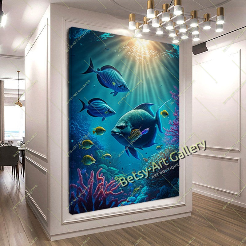 Caribbean Ocean Underwater Fish Canvas Print
