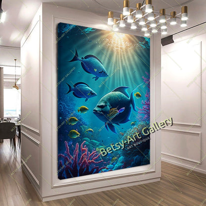 Caribbean Ocean Underwater Fish Canvas Print
