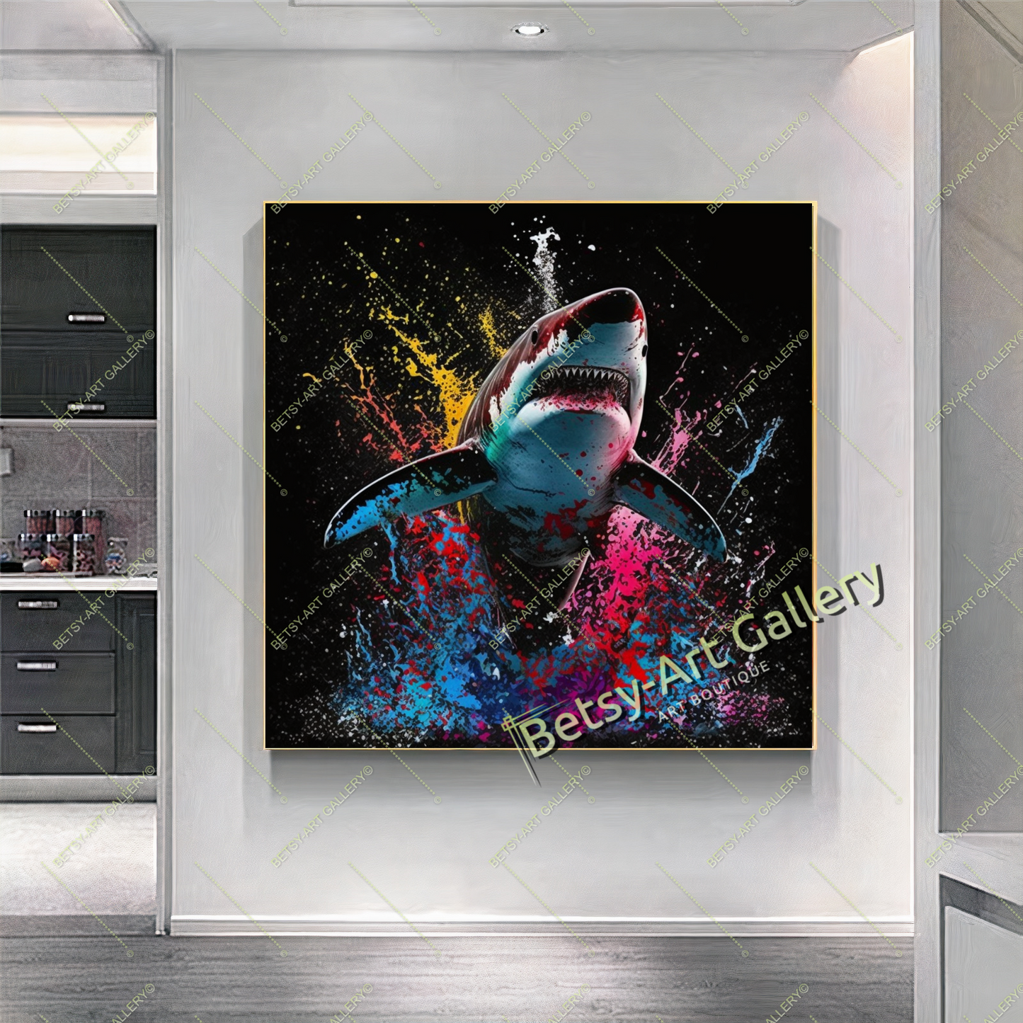 Bold Shark Canvas Print – Modern Ocean Wildlife Home Art