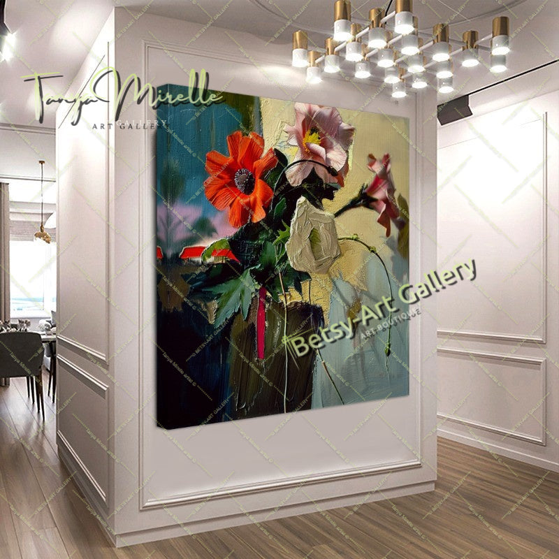 Wildflower Bouquet Canvas Print, Nature Inspired Wall Art Decor