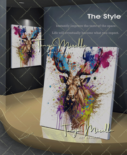Colorful Deer Print on Canvas – Modern Wildlife Wall Art