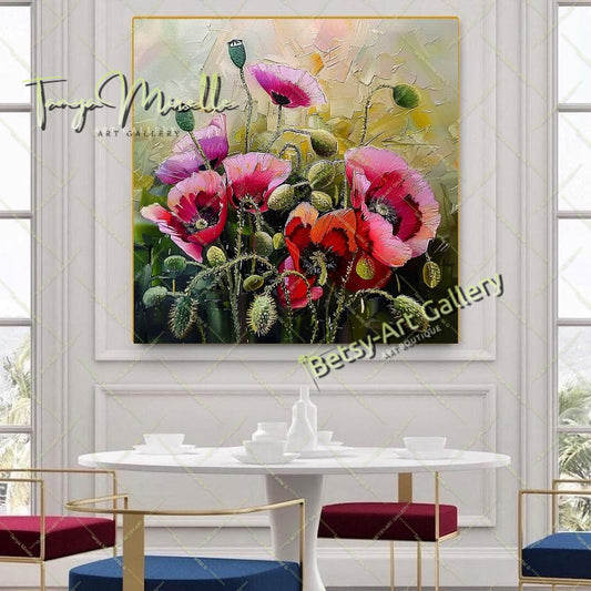 Poppies Blooming Canvas Print, Nature Inspired Wall Art Decor