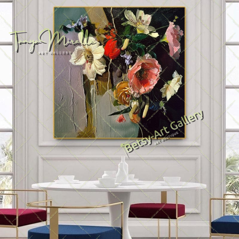 Wildflower Bouquet Canvas Print, Nature Inspired Wall Art Decor