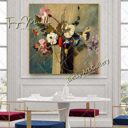 Wildflower Bouquet Canvas Print, Nature Inspired Wall Art Decor
