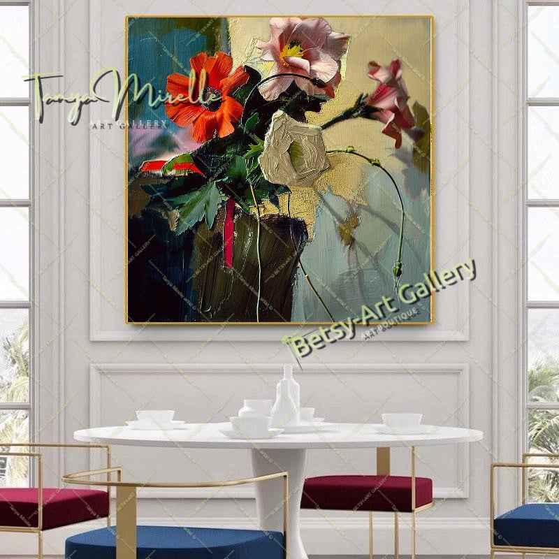 Wildflower Bouquet Canvas Print, Nature Inspired Wall Art Decor