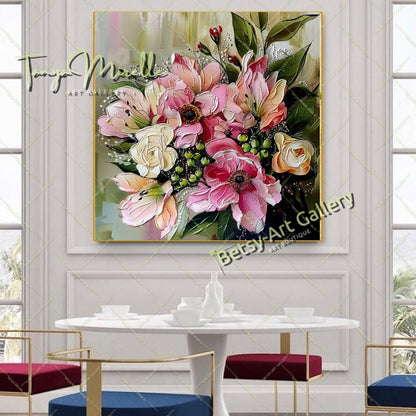 Floral Bouquet Canvas Print, Elegant Flower Wall Art Decor