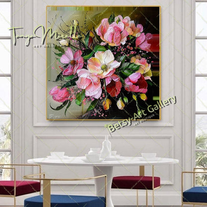 Floral Bouquet Canvas Print, Elegant Flower Wall Art Decor