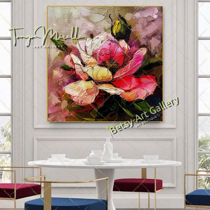 Luxury Floral Artwork on Canvas, Botanical Wall Decor for Living Spaces