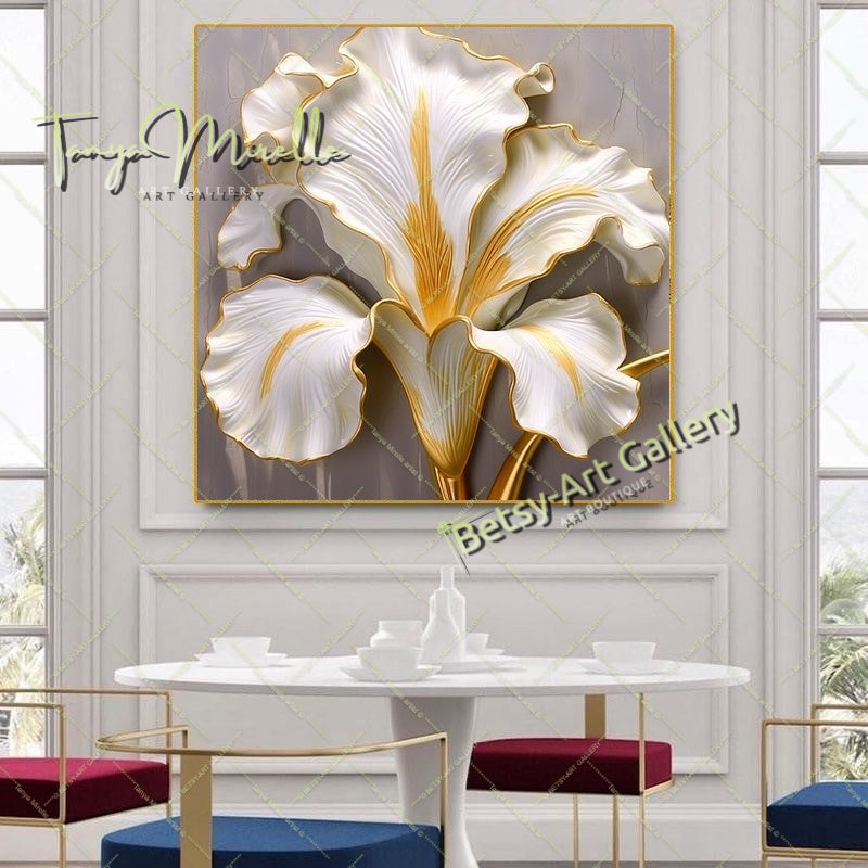 Textured Flower Bouquet Canvas Print, Floral Home Wall Art Decor