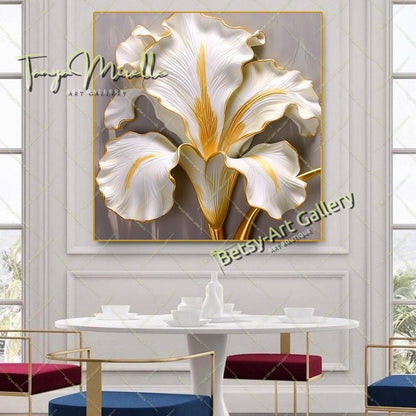 Textured Flower Bouquet Canvas Print, Floral Home Wall Art Decor